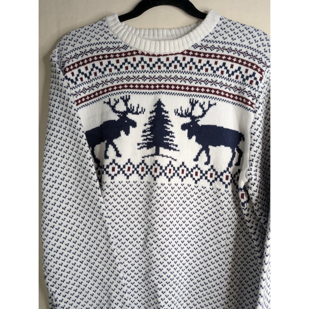 Vintage Fair Isle heavy Knit Sweater Men's Large Preppy Cabincore Winter Scenic